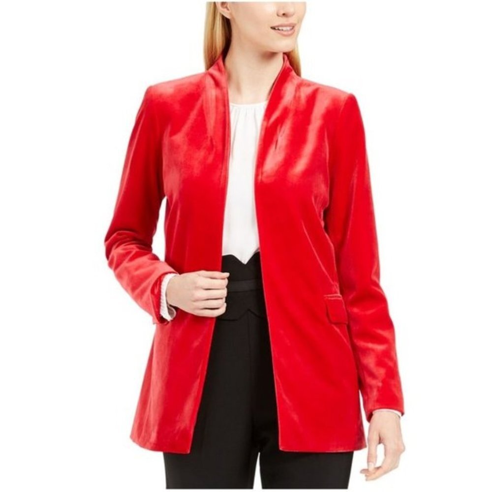 Calvin Klein Petite Long Velvet Blazer